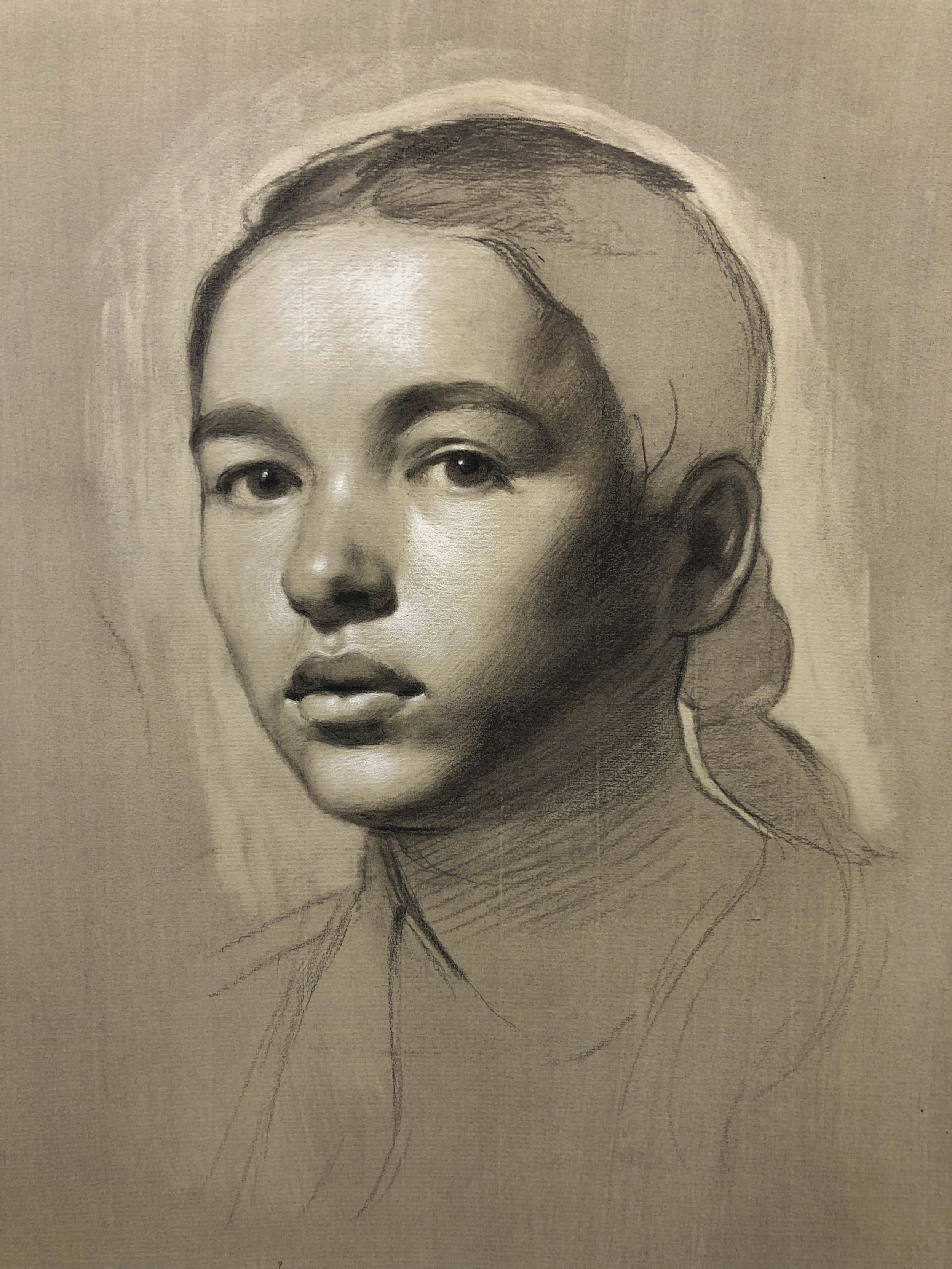 Portrait Drawing in Charcoal and White Chalk — Art Classes and